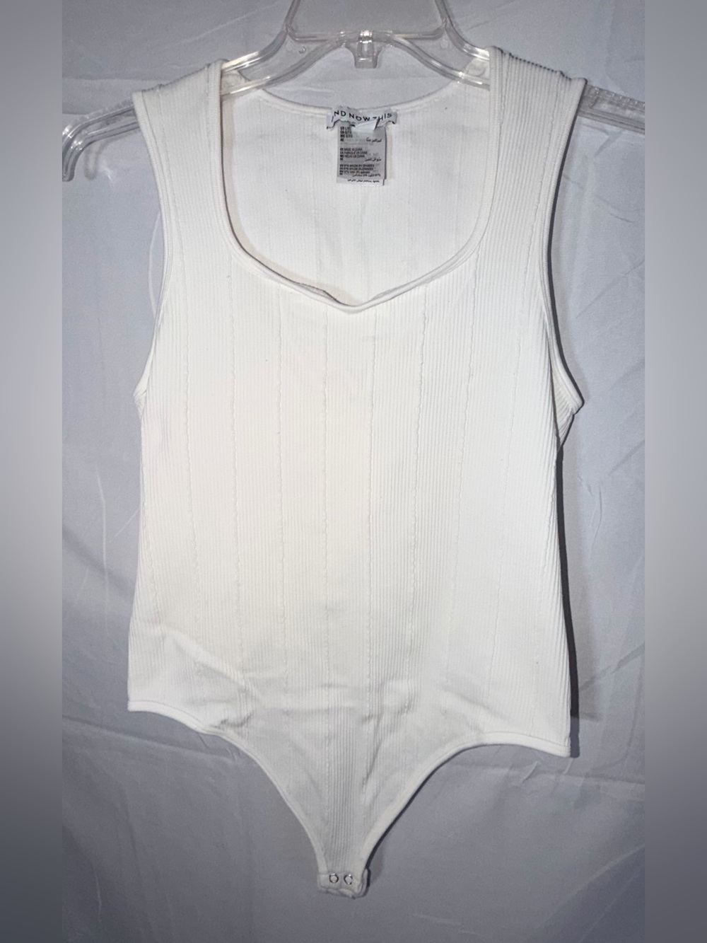 And Now This White Ribbed Tank Bodysuit